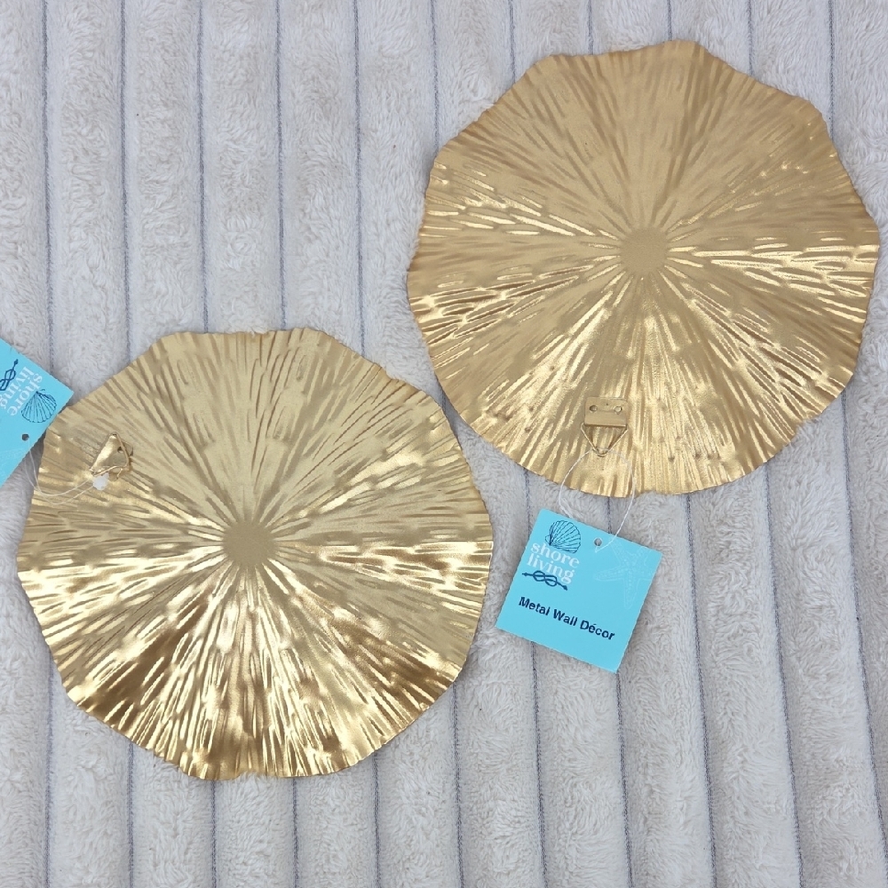 Radiant Gold Textured Shell Wall Art Set - Picture 2 of 7